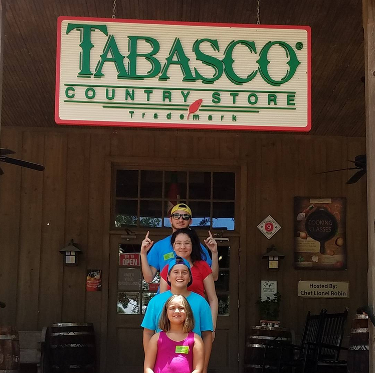 Family in front of Tabasco Country Store on Avery Island
