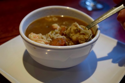 Cup of gumbo from Jane's Seafood in New Iberia
